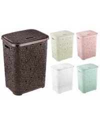 Корзина для білизни з кришкою 67 л Elif Plastik Ажур рожевий (322)
