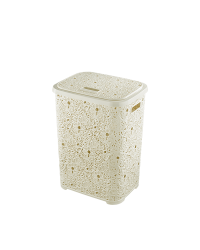 Корзина для білизни з кришкою 67 л Elif Plastik Ажур бежевий (322)
